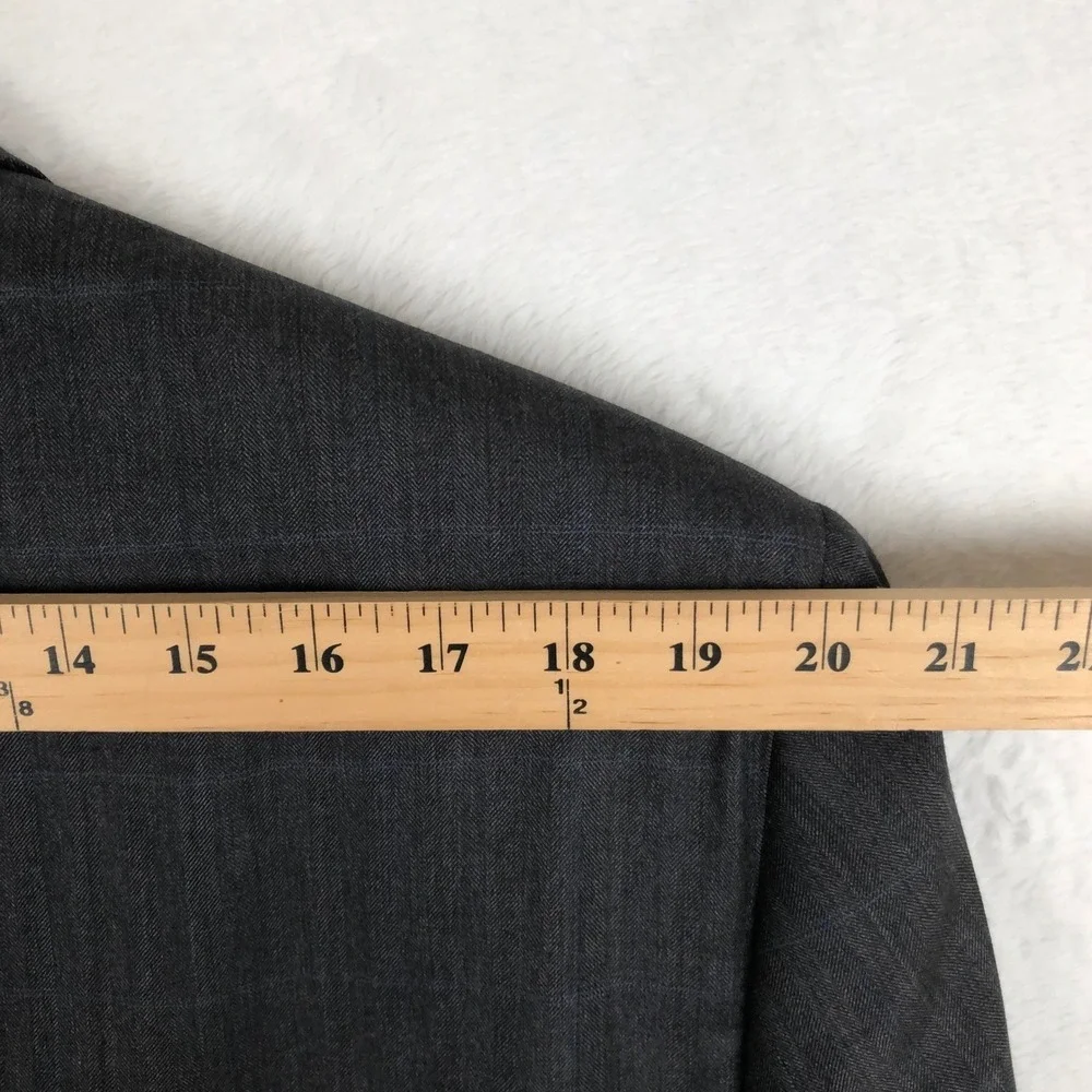 PETER MILLAR Windowpane 100% Wool Jacket 44R Charcoal Gray Blazer Coat Canada